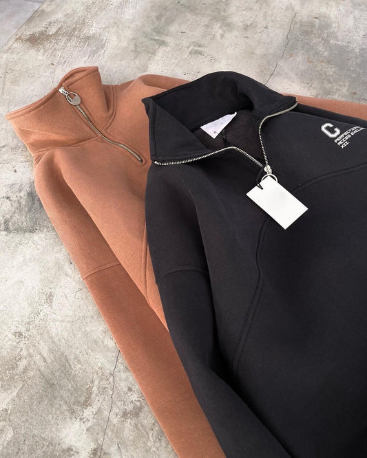 Black Half Zipper Sweatshirt