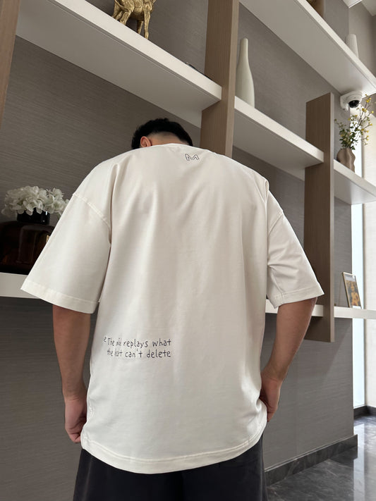 WHITE HEART EMBROIDERY T-SHIRT