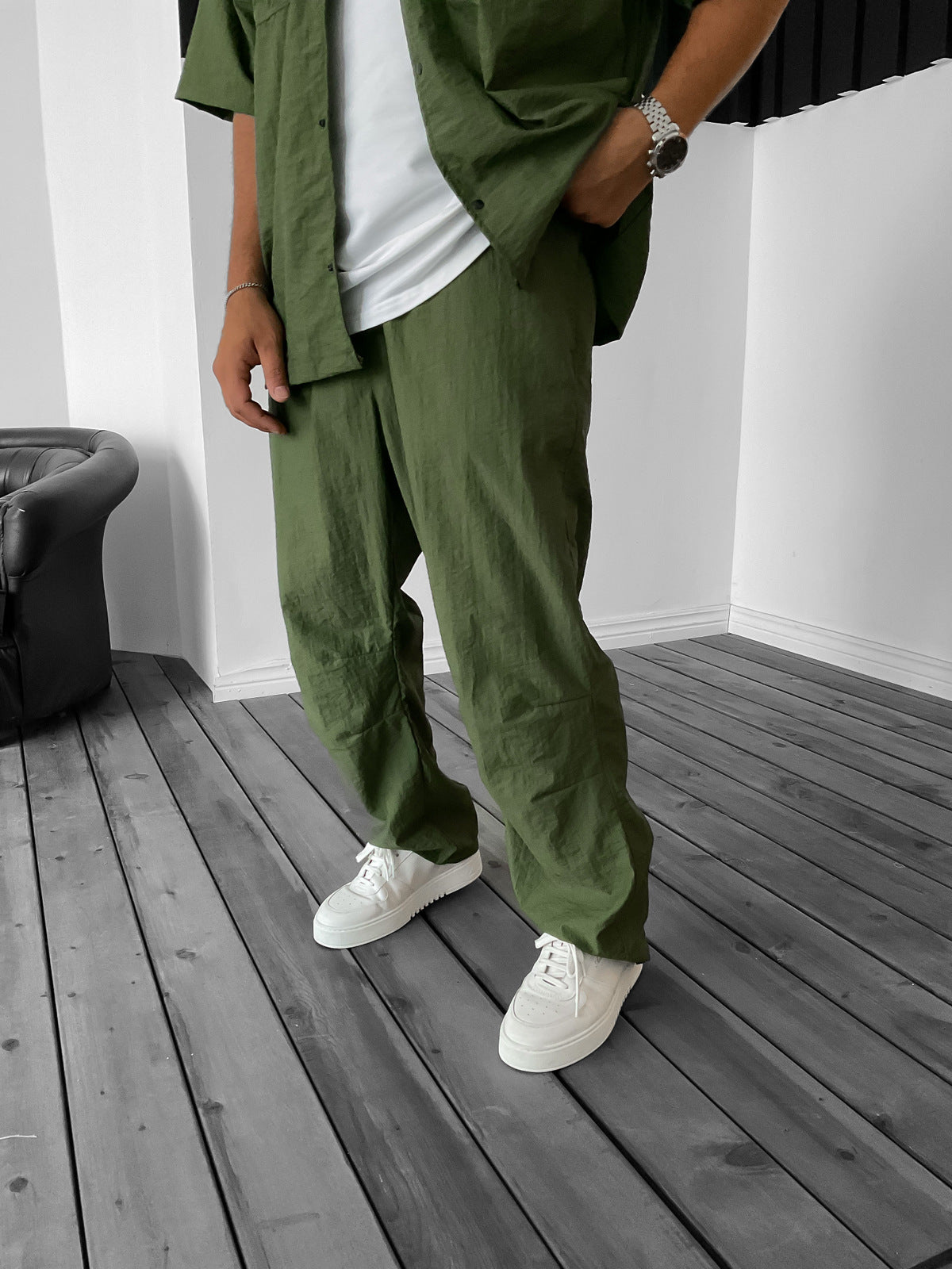 Green Stopper Parachute Jogger