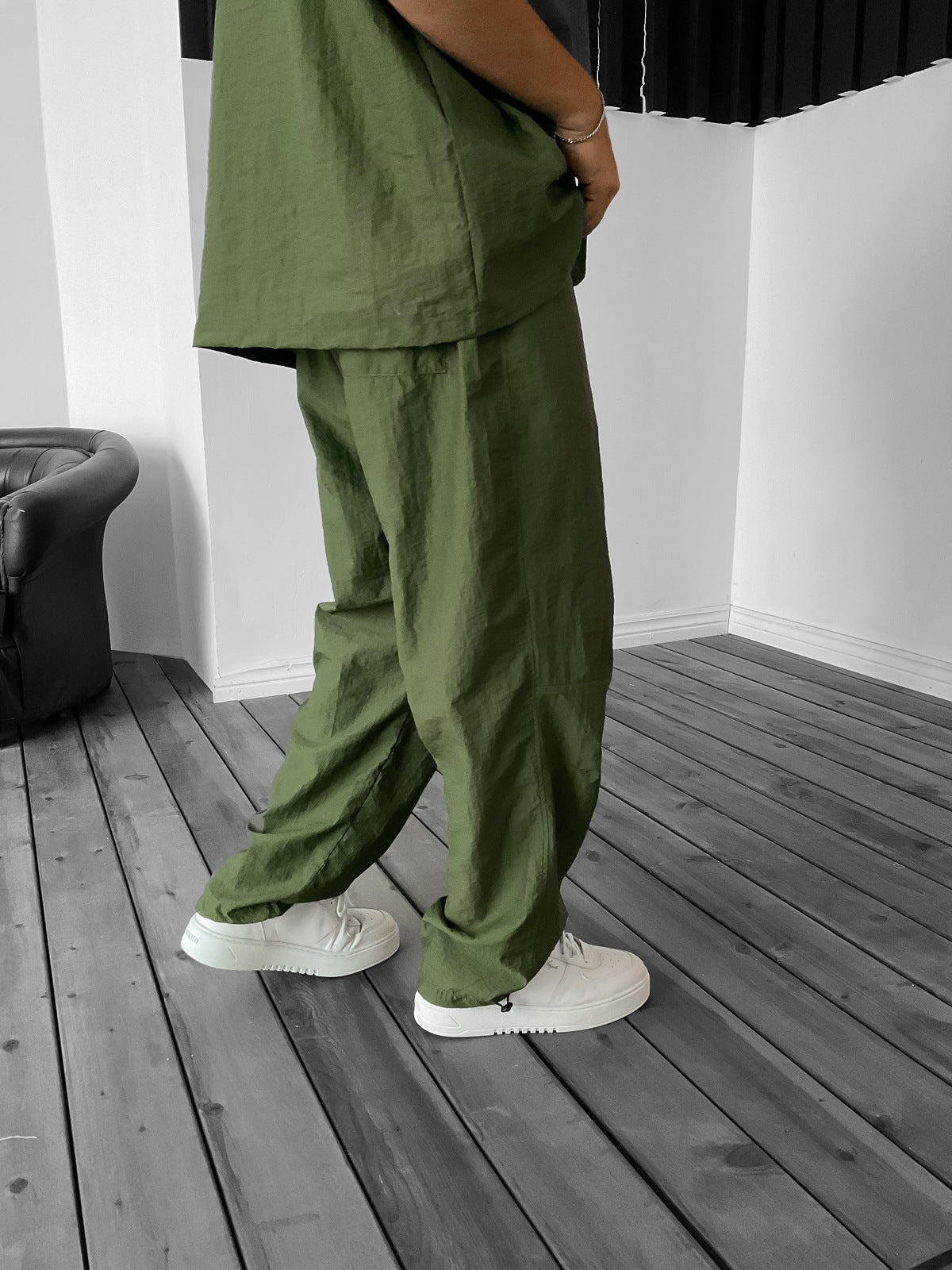 Green Stopper Parachute Jogger
