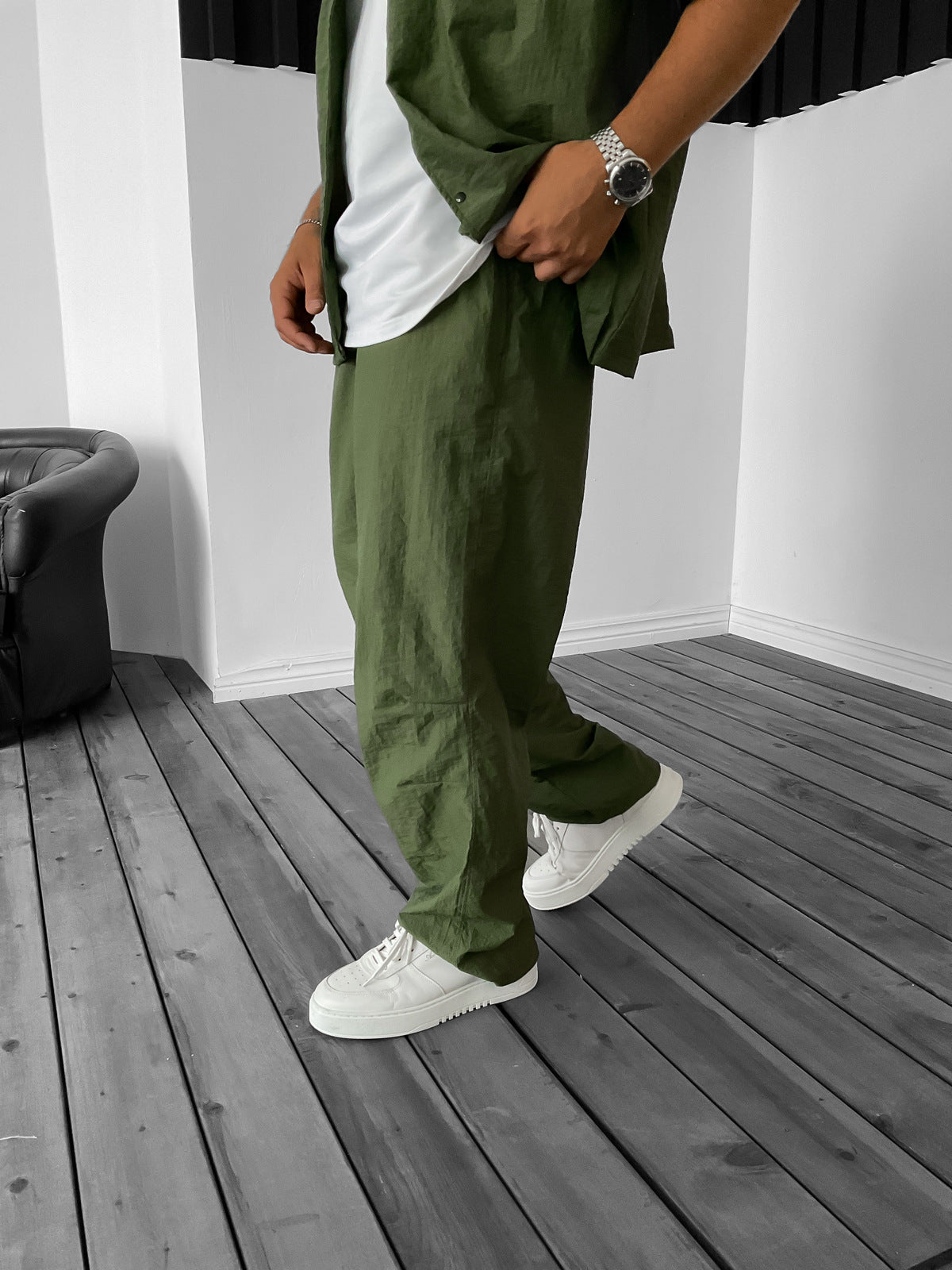 Green Stopper Parachute Jogger
