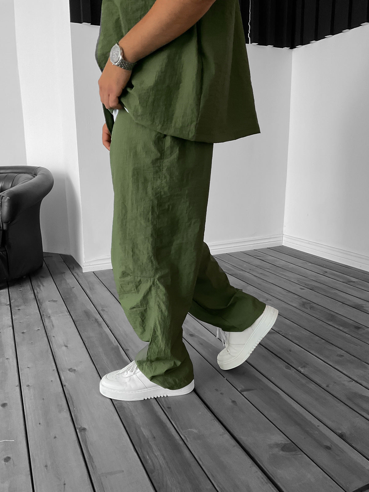 Green Stopper Parachute Jogger