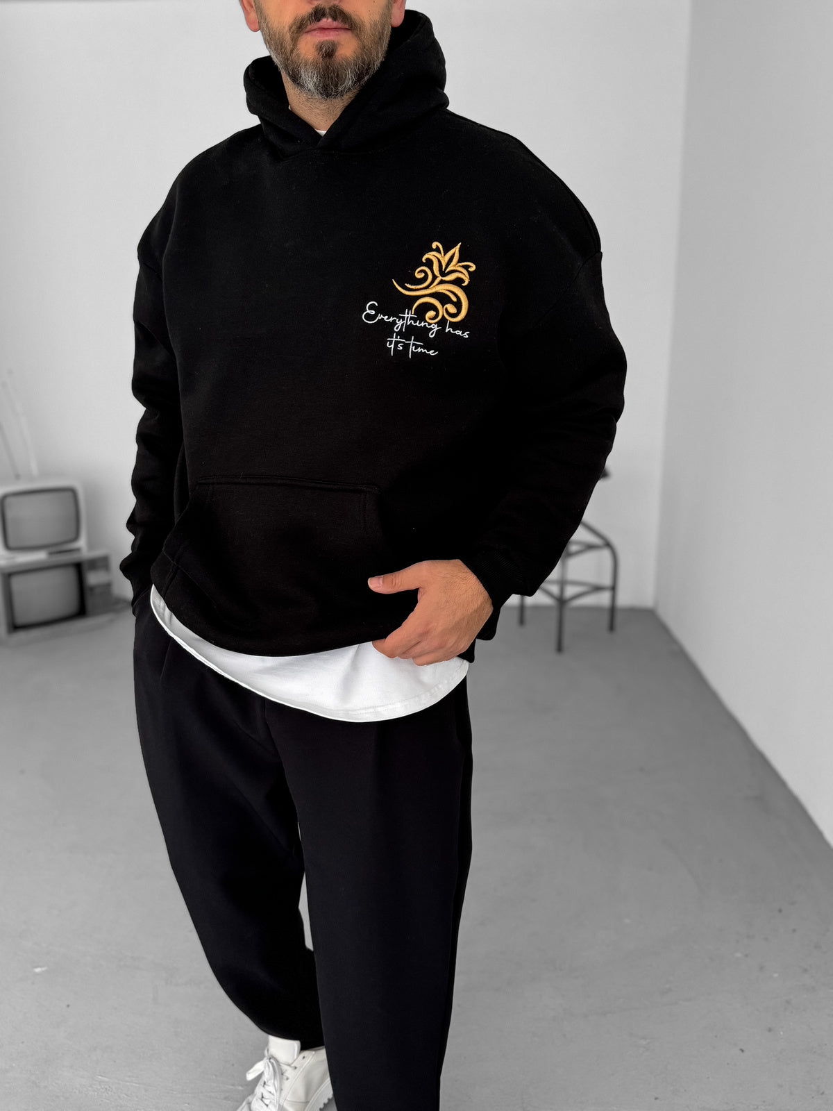 BLACK HORSE EMBROIDERED HOODIE