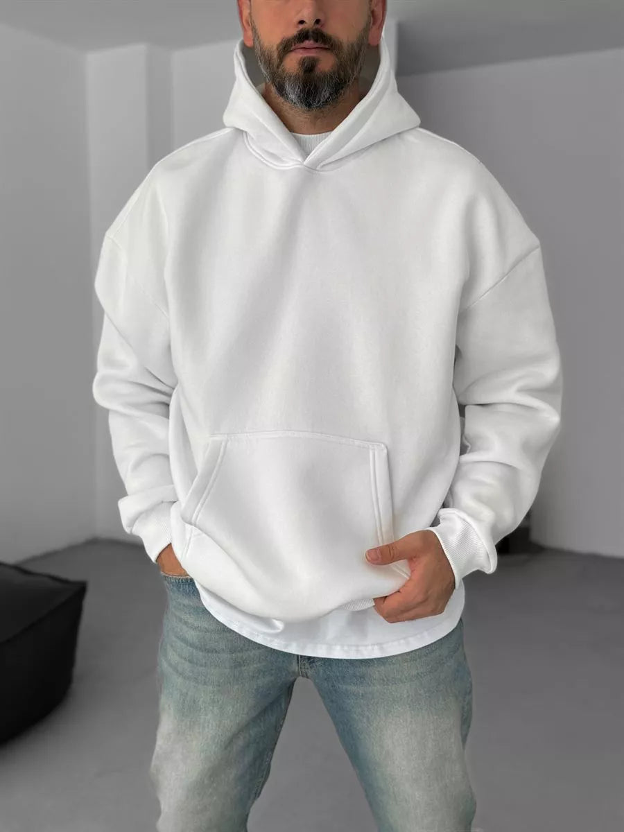 WHITE KNITTED EMBROIDERED HOODIE