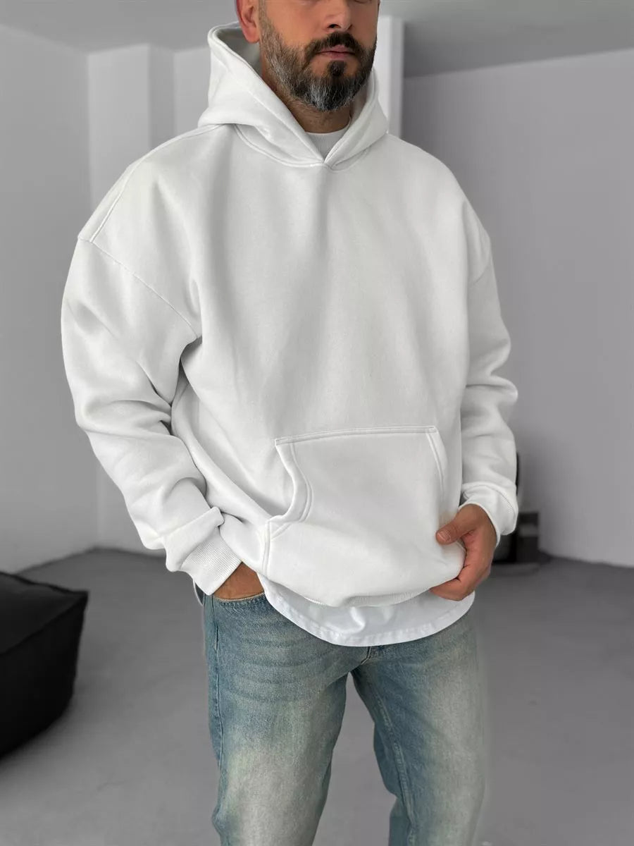 WHITE KNITTED EMBROIDERED HOODIE