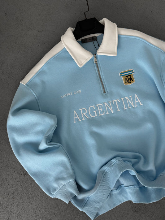 BABY BLUE ARGENTINA EMBROIDERED OVERSIZE SWEATSHIRT