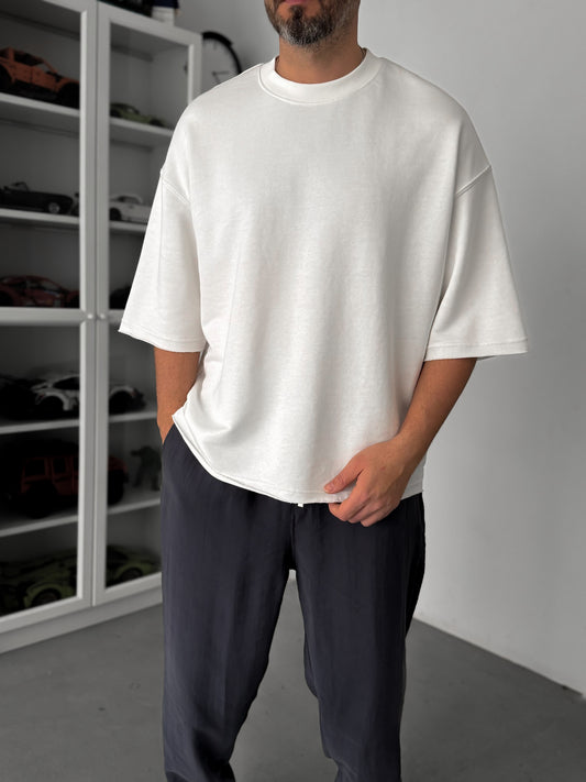 WHITE 3 THREAD OVERSIZE T-SHIRT