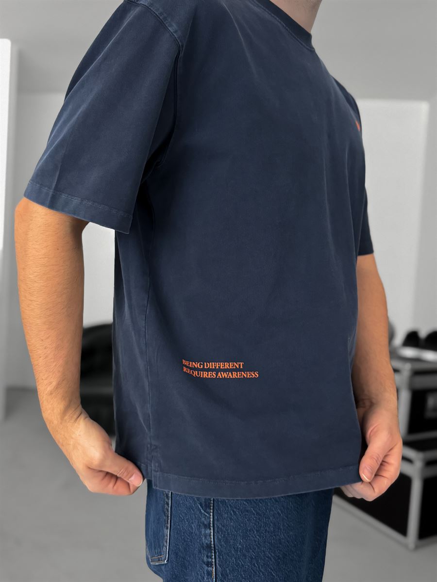 NAVY BLUE WASHED AWARENESS T-SHIRT