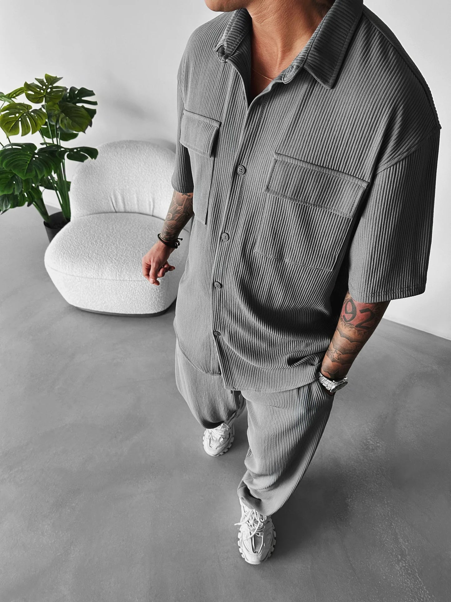 GREY CORD SET