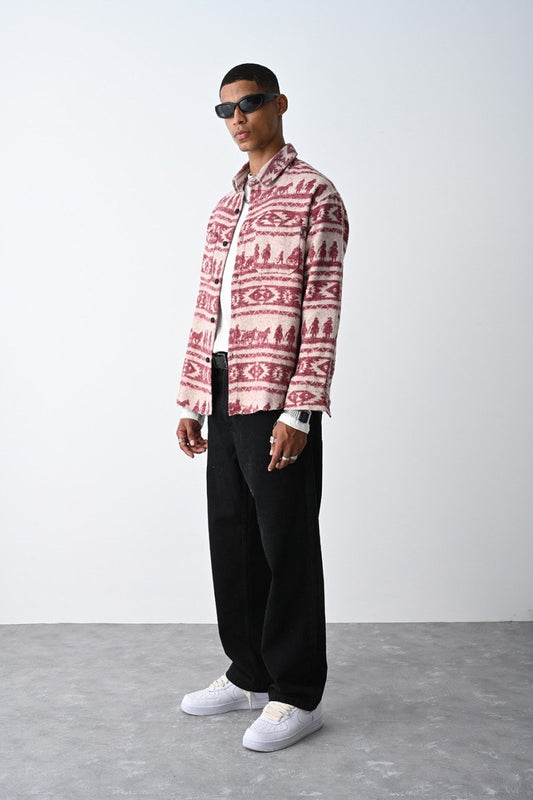 Red Cowboy Pattern Lumberjack Shirt