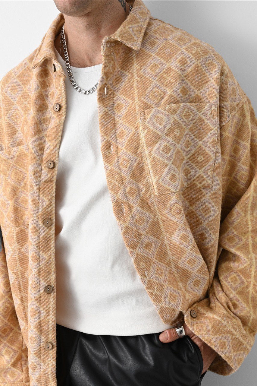 Beige Detailed Pocket Shirt