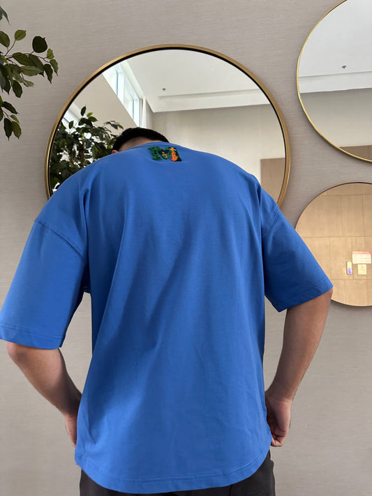 BLUE ALIEN EMBROIDERY T-SHIRT