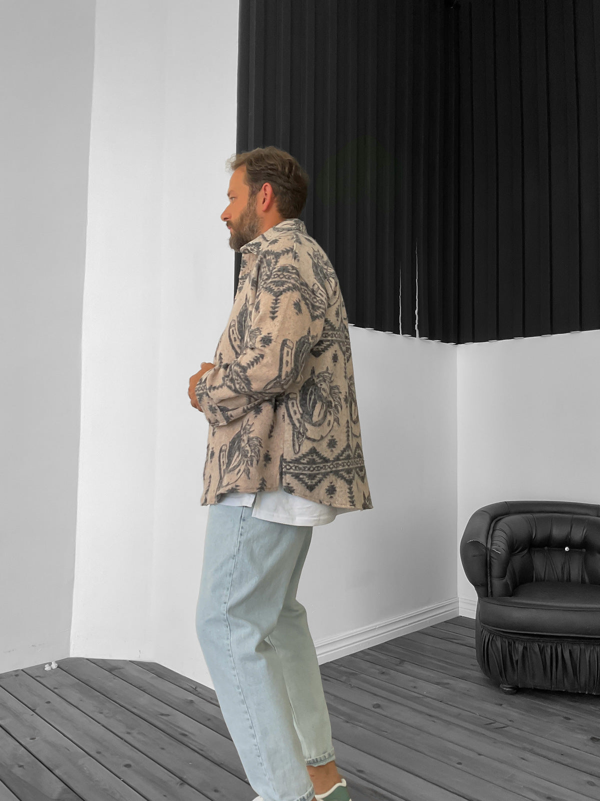 Black Horse Pattern Lumberjack Shirt