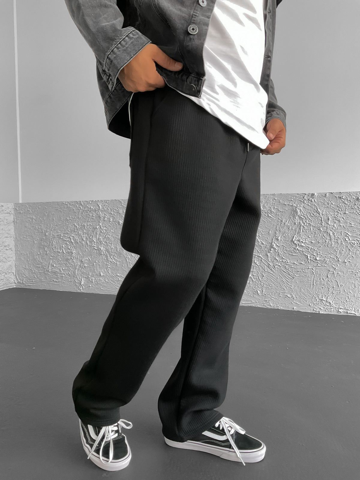 Black Baggy Basic Ottoman Jogger