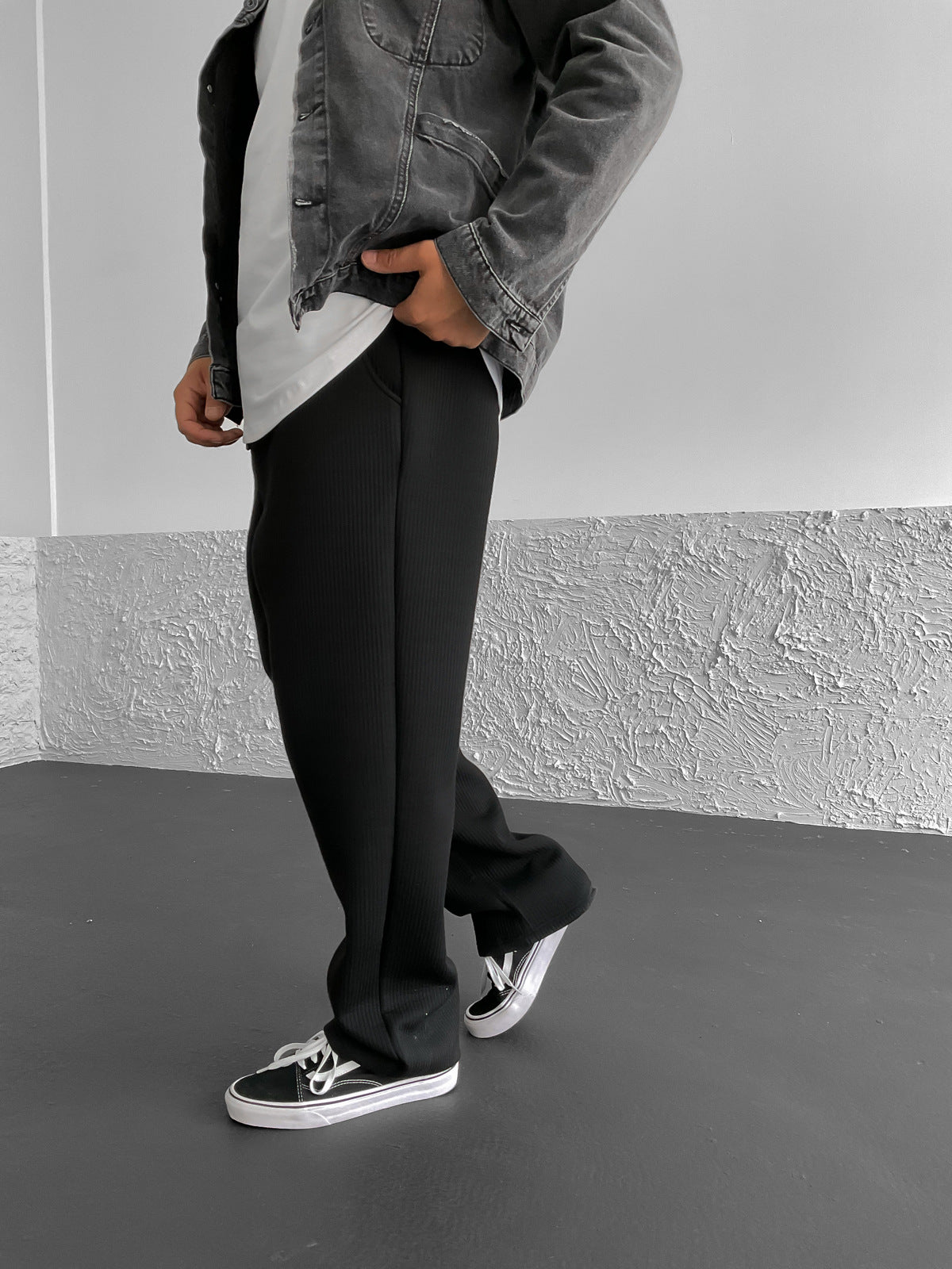 Black Baggy Basic Ottoman Jogger