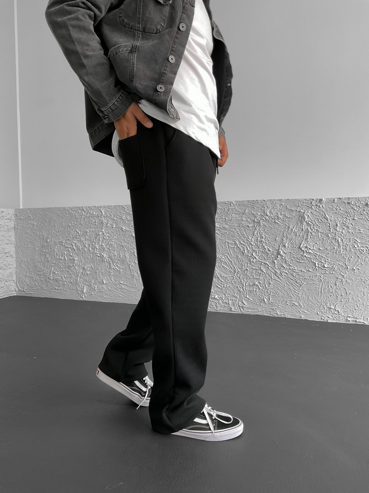 Black Baggy Basic Ottoman Jogger