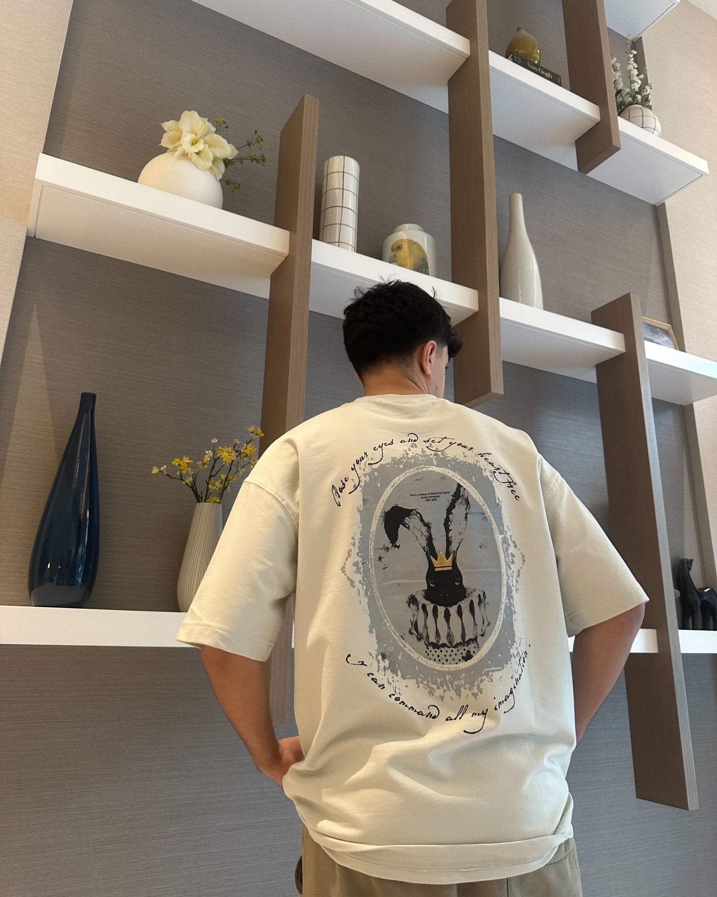 BEIGE BUNNY EMBROIDERED T-SHIRT