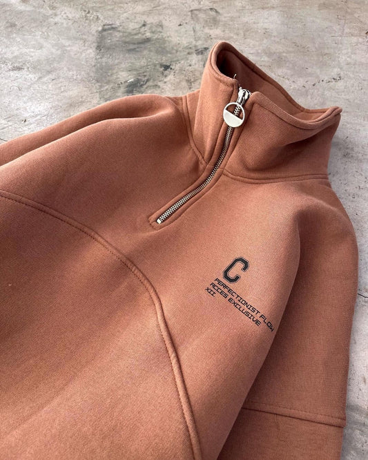 Peach Half Zipper Sweatshirt