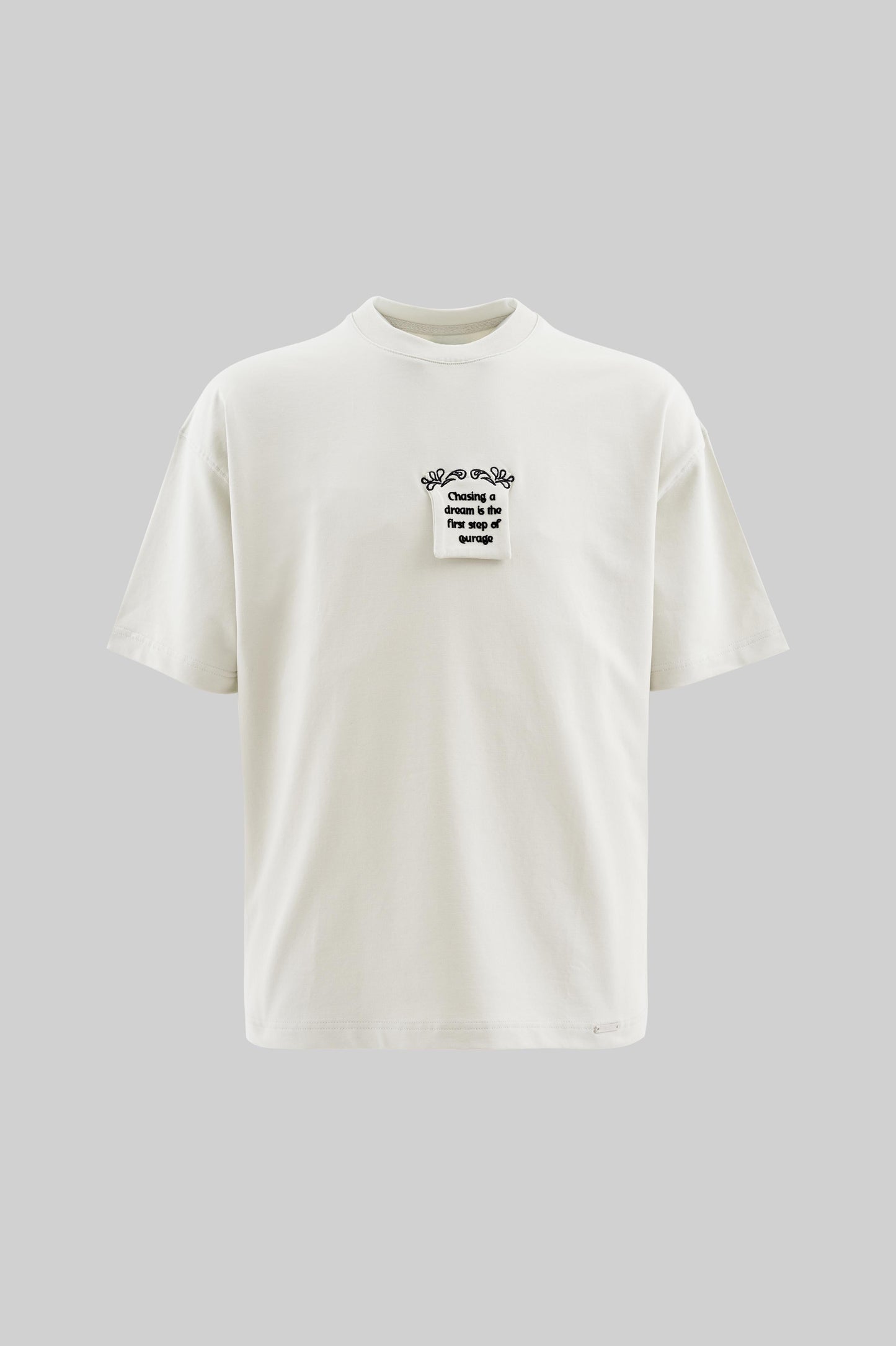 WHITE FLOCK PRINTED T-SHIRT