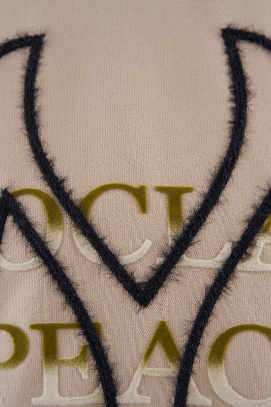 SOFT BEIGE PROCLAIM PEACE EMBROIDERED T-SHIRT