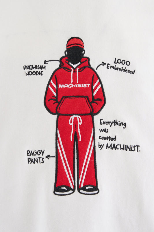 WHITE FIGURE EMBROIDERED T-SHIRT