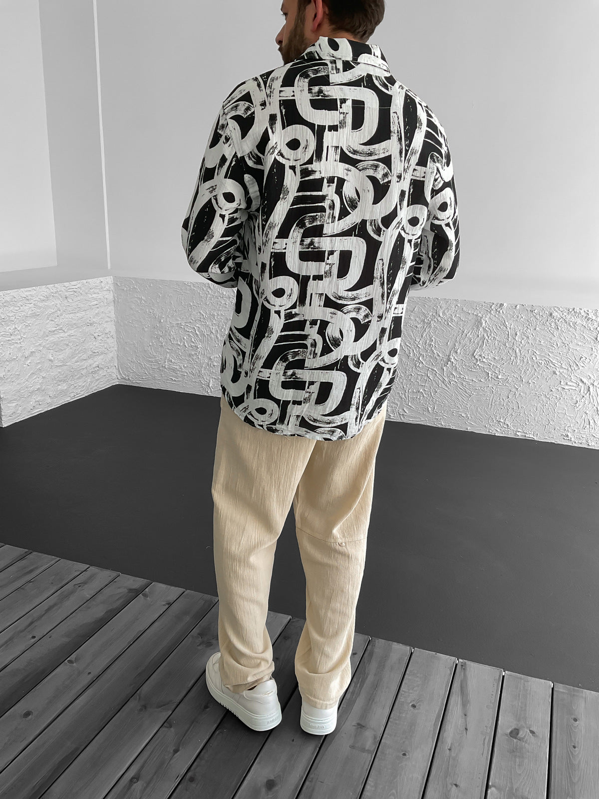 Black Mixed Pattern Shirt
