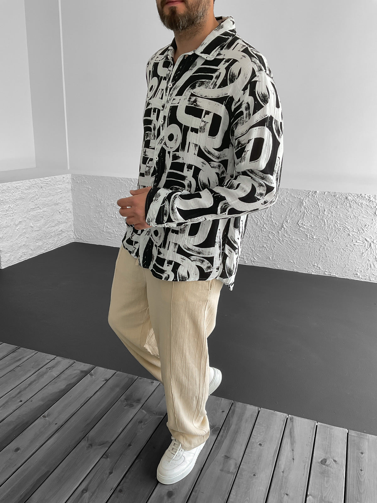 Black Mixed Pattern Shirt