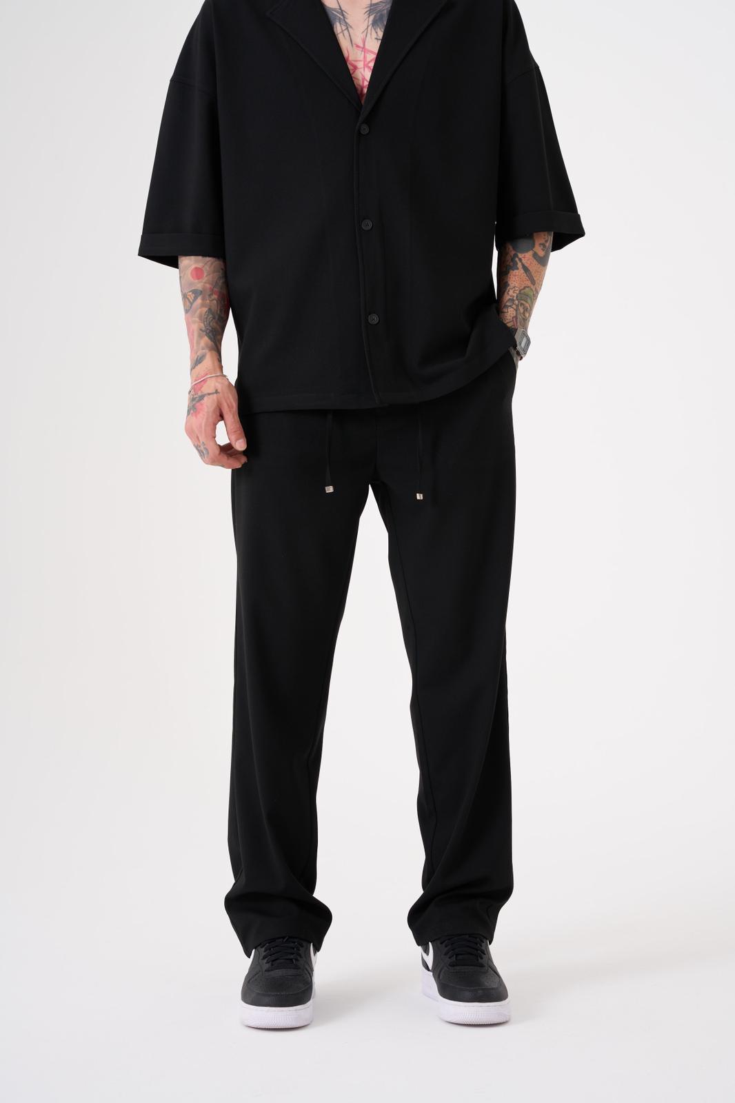 Black Plain Relaxed Trousers