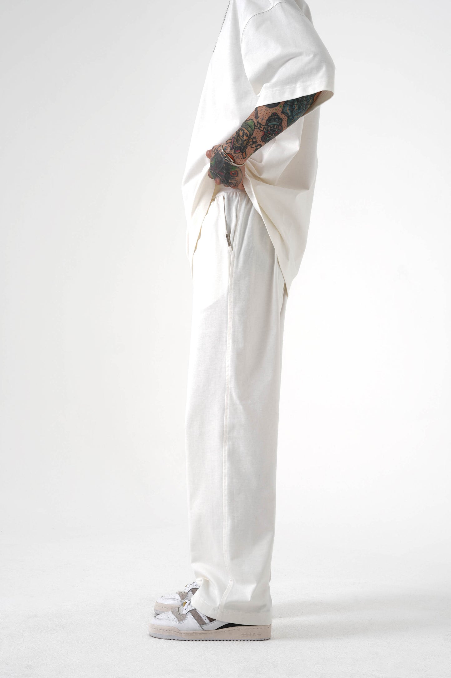 White Basic Baggy Pants