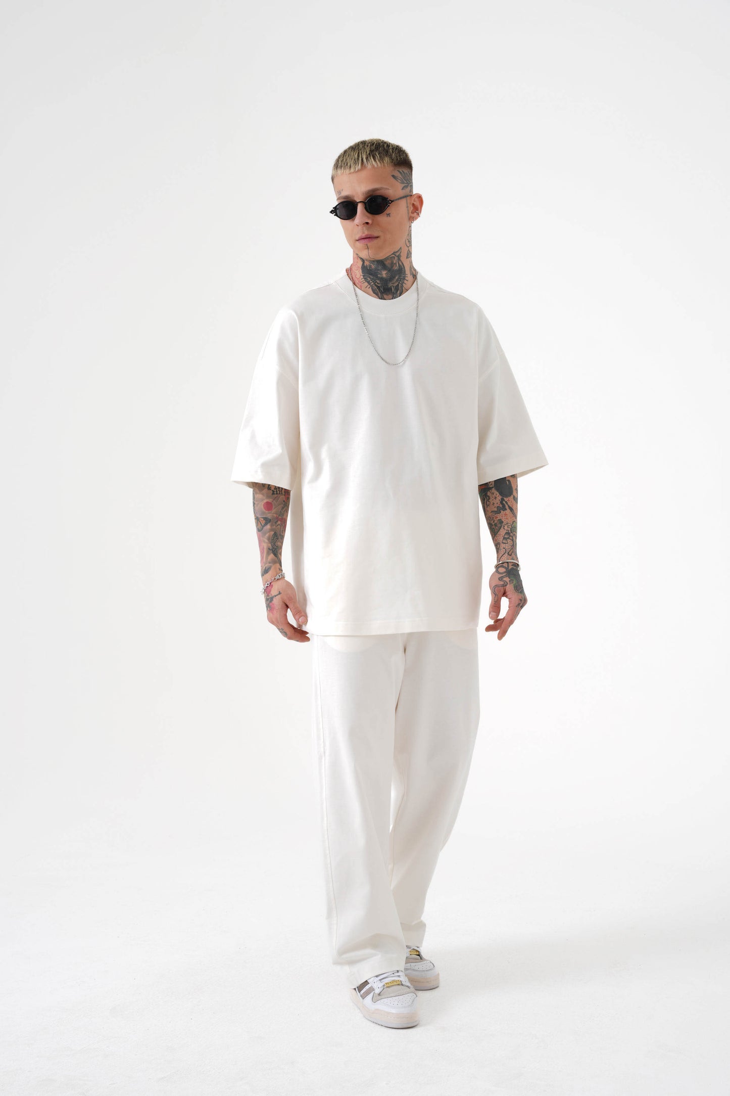 White Basic Baggy Pants