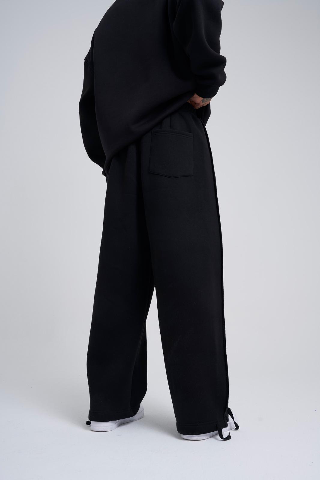 Black Sewing Detailed Baggy Jogger