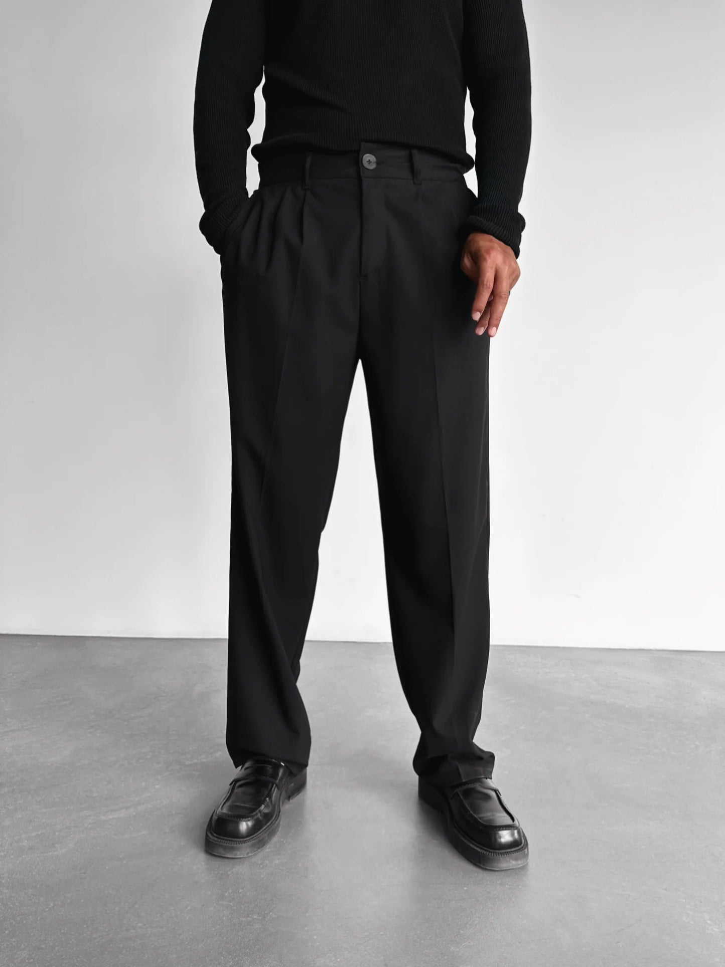 Black Loose Fit Seam Pants