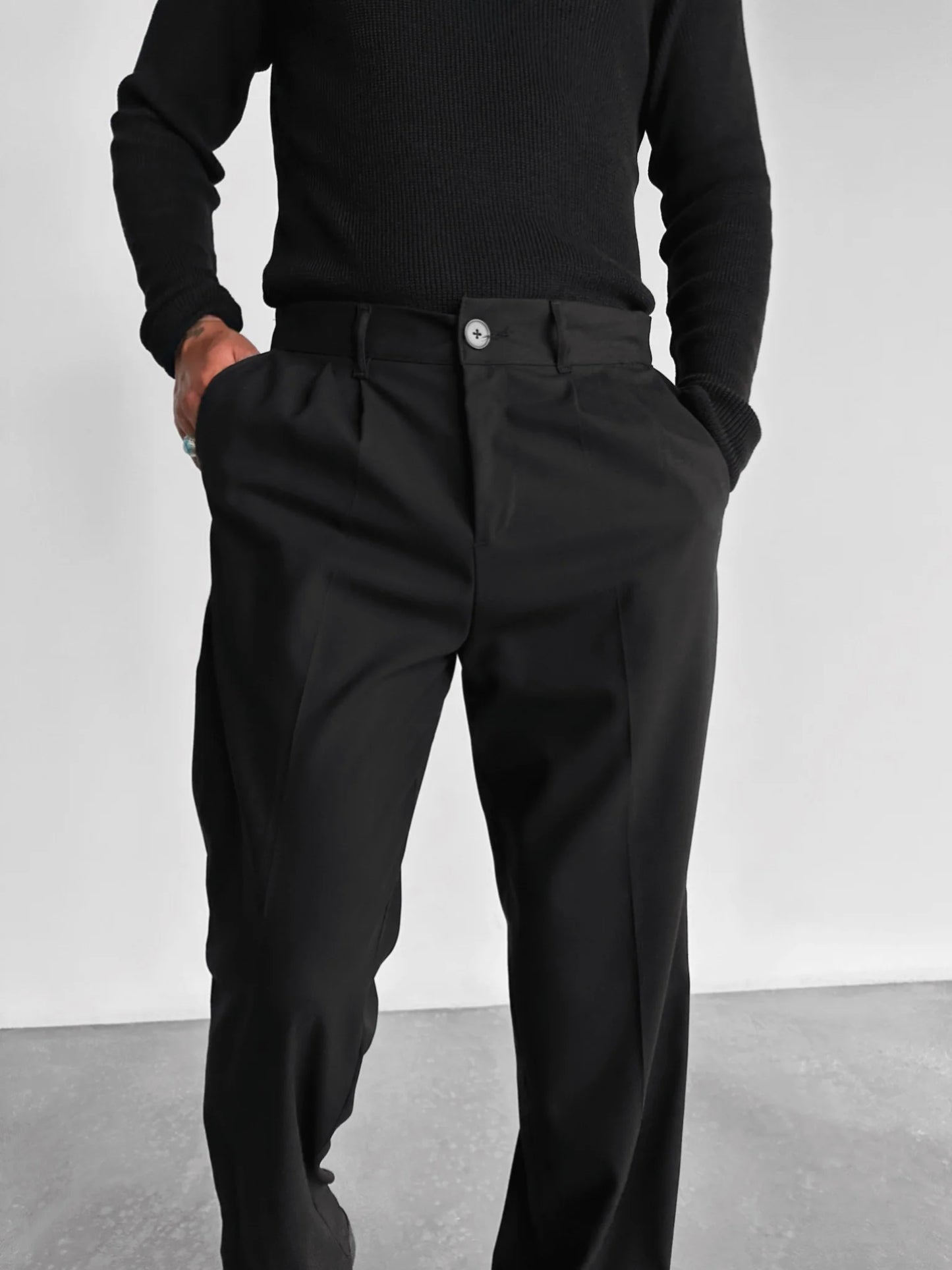 Black Loose Fit Seam Pants