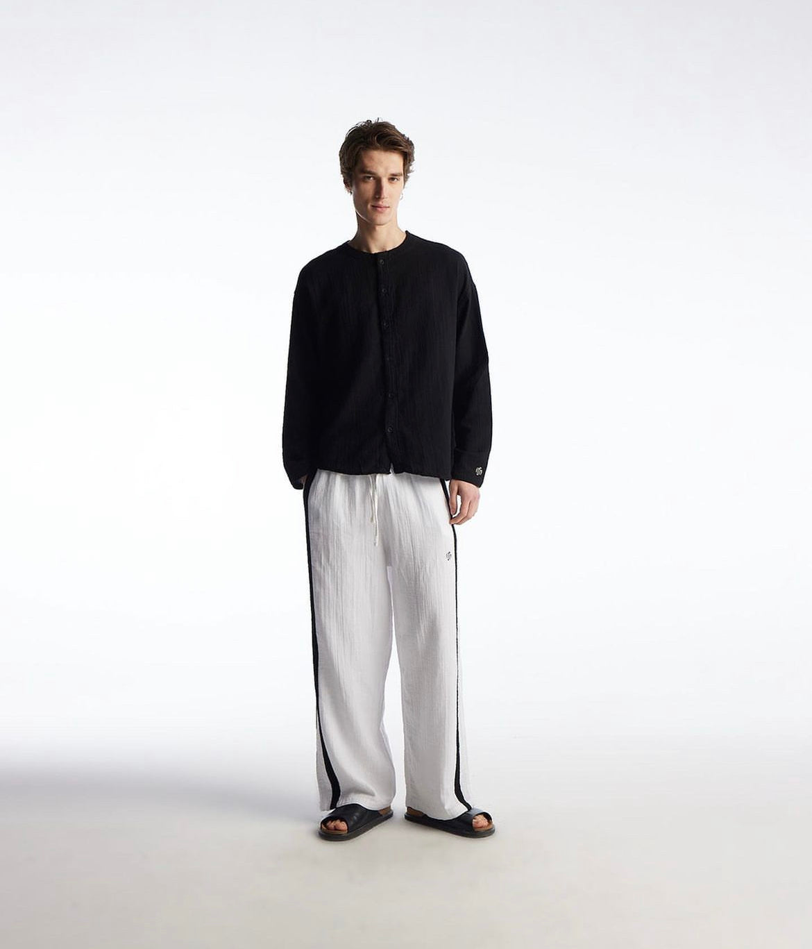 White Stripe Linen Jogger