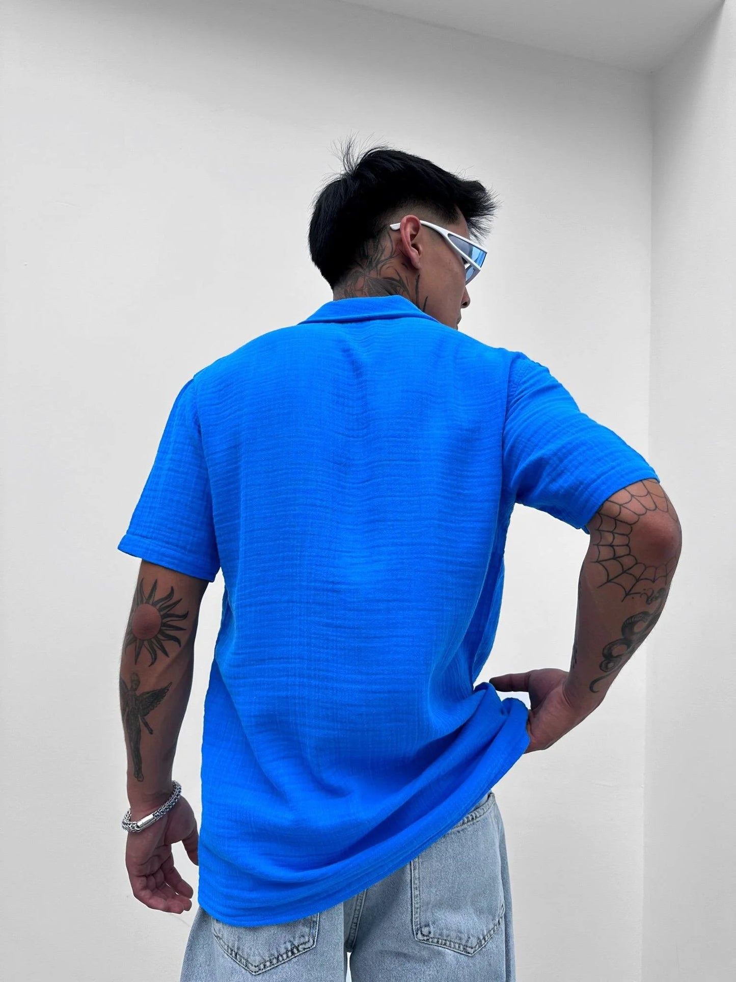 Blue Oversize Linen Shirt