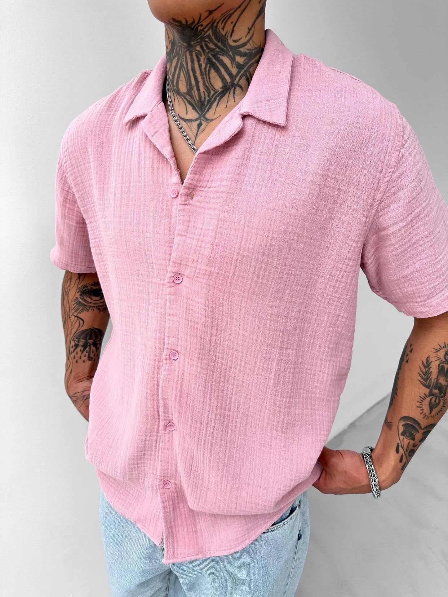 Powder Oversize Linen Shirt