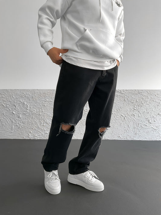 Black Boyfriend Ripped Pants