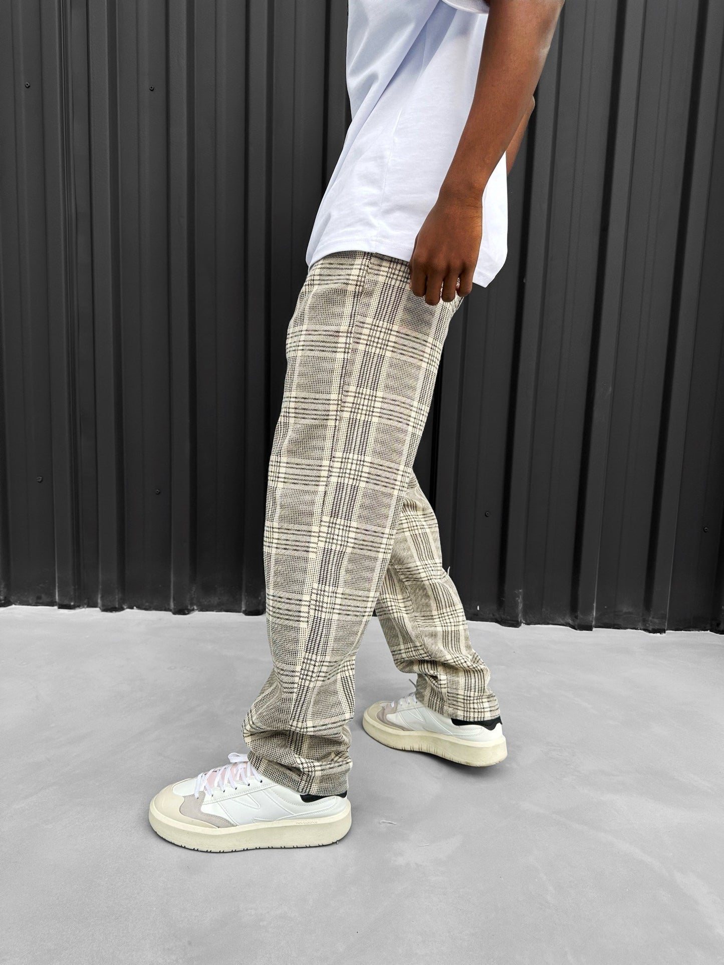 Cream Checkered Trousers