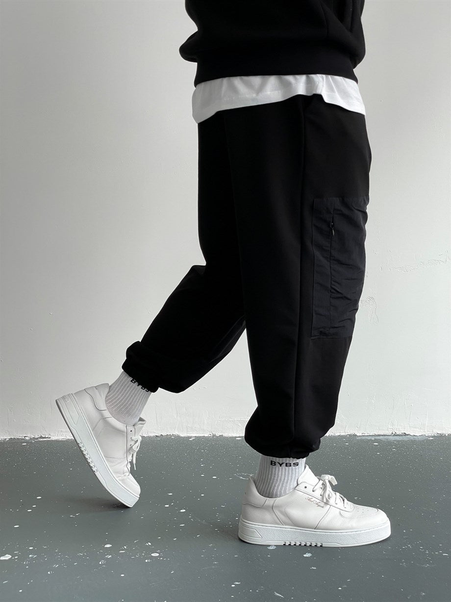 Side Pocket Black Jogger