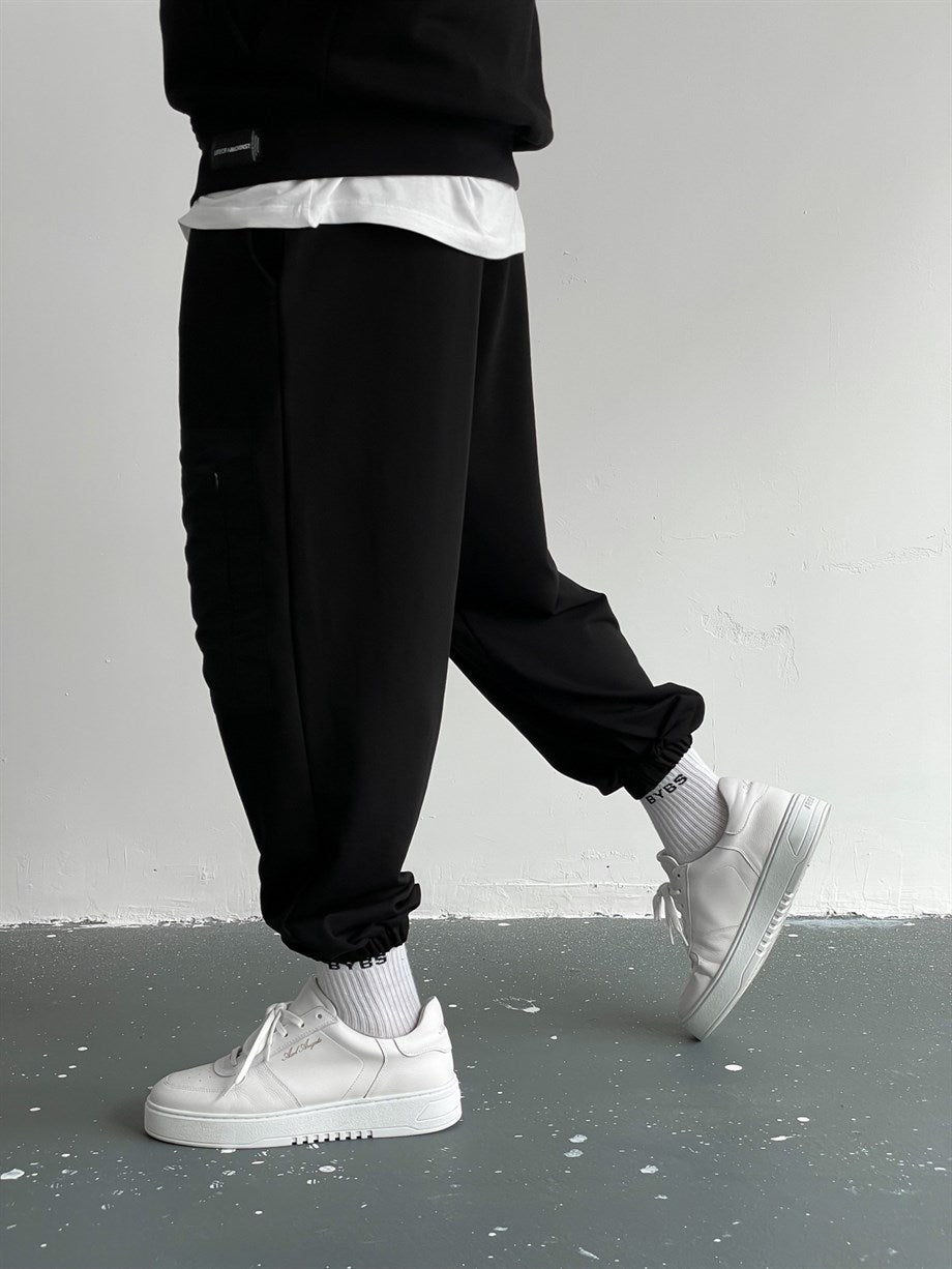 Side Pocket Black Jogger