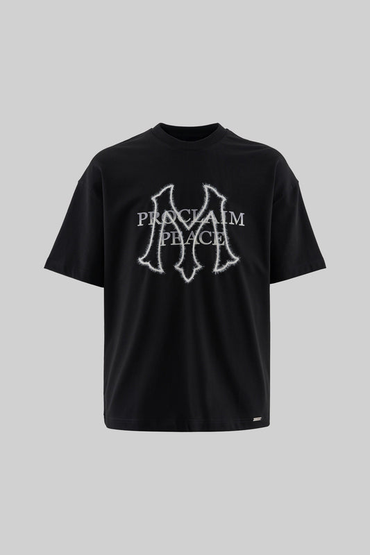BLACK PROCLAIM PEACE EMBROIDERED T-SHIRT