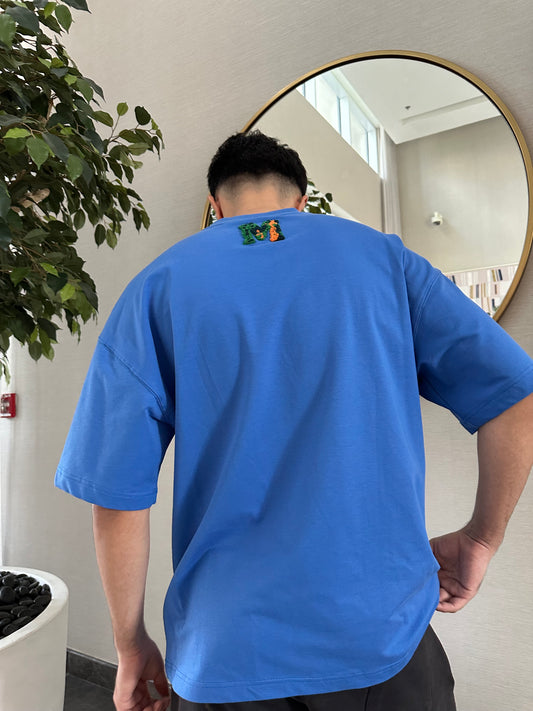 BLUE ALIEN EMBROIDERY T-SHIRT