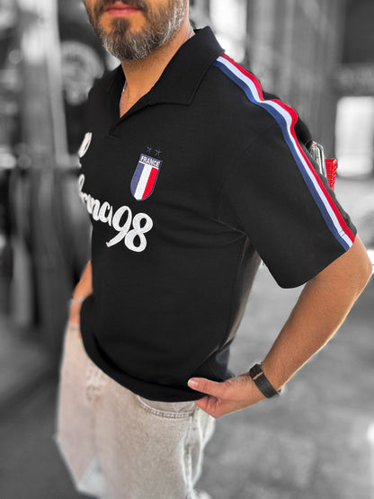 BLACK FRANCE CREST T-SHIRT