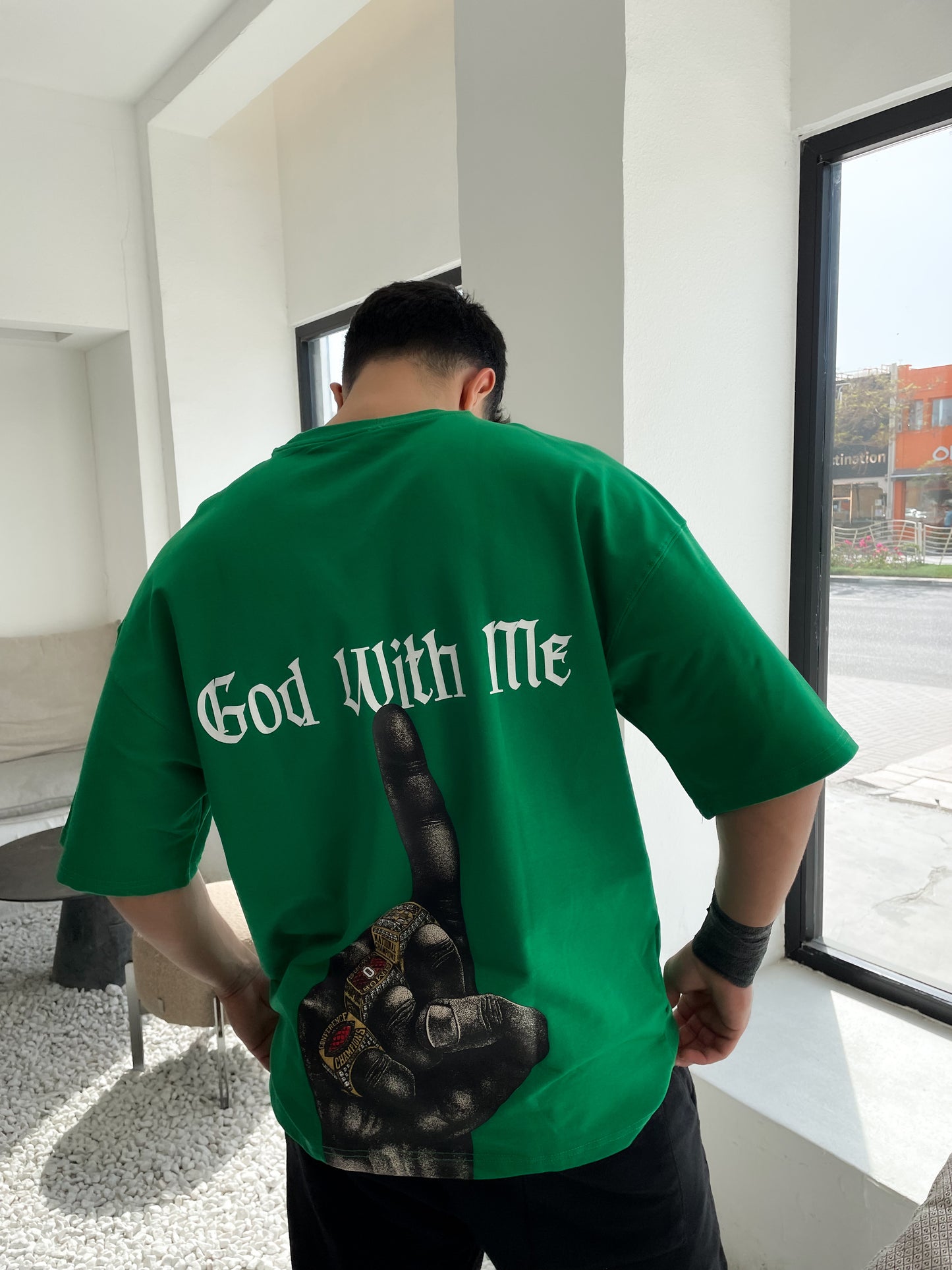 GREEN GOD WITH ME T-SHIRT