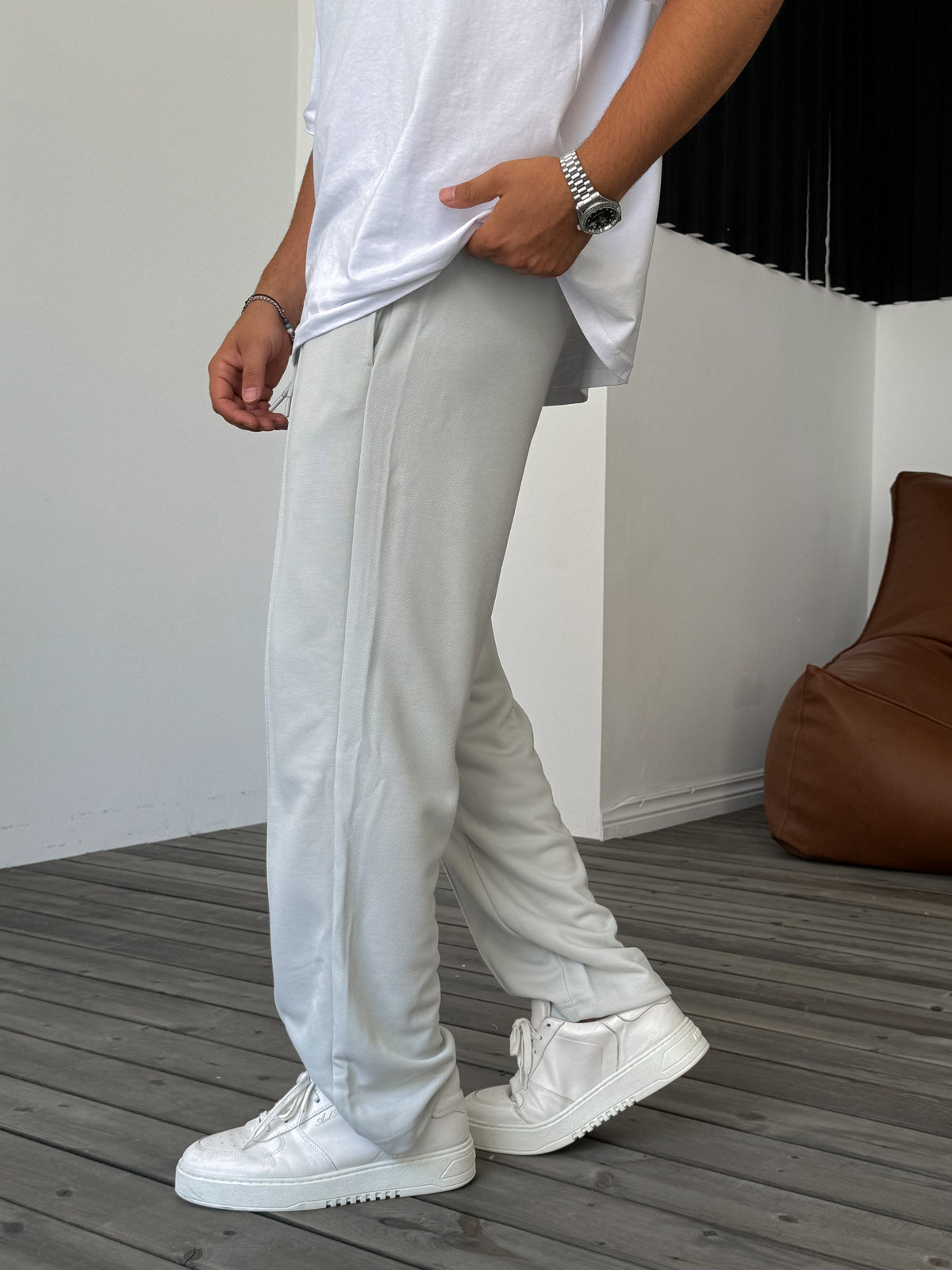 ICE GREY STITICHED BAGGY JOGGER