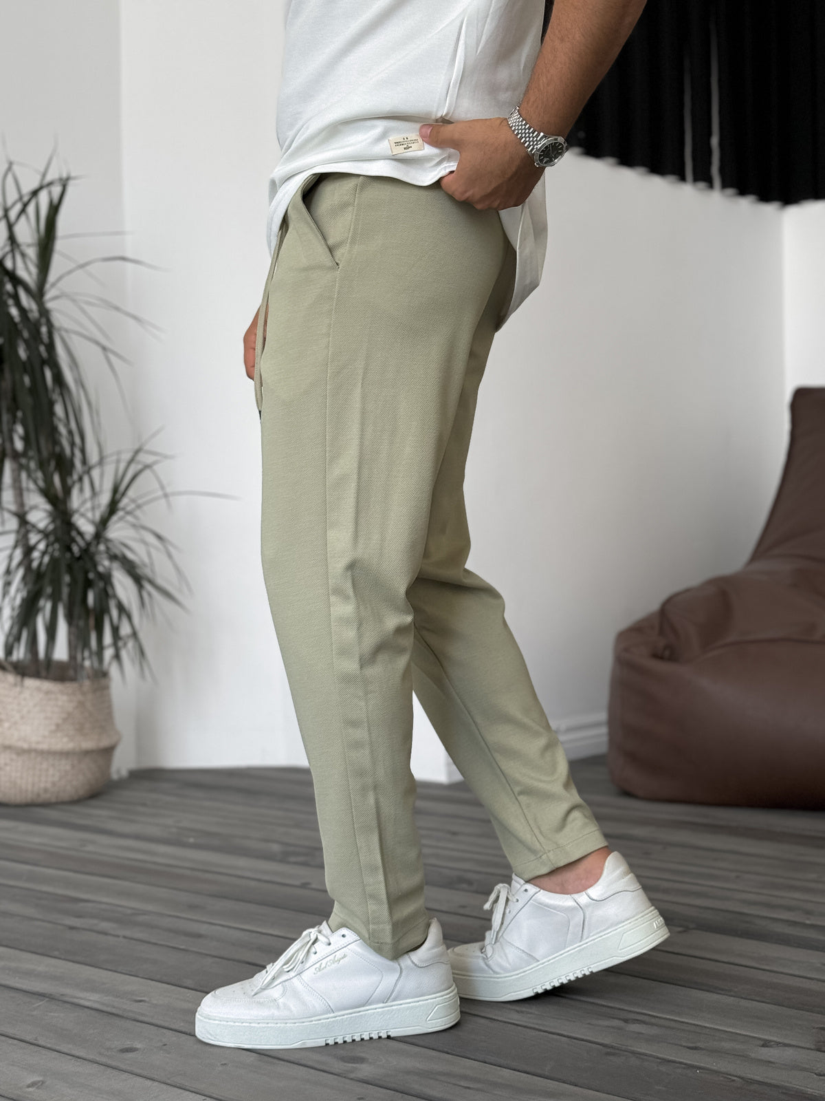 GREEN CONFORTABLE KNITTED JOGGER