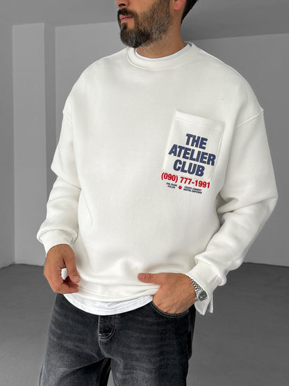 WHITE THE ATELIER CLUB SWEATSHIRT