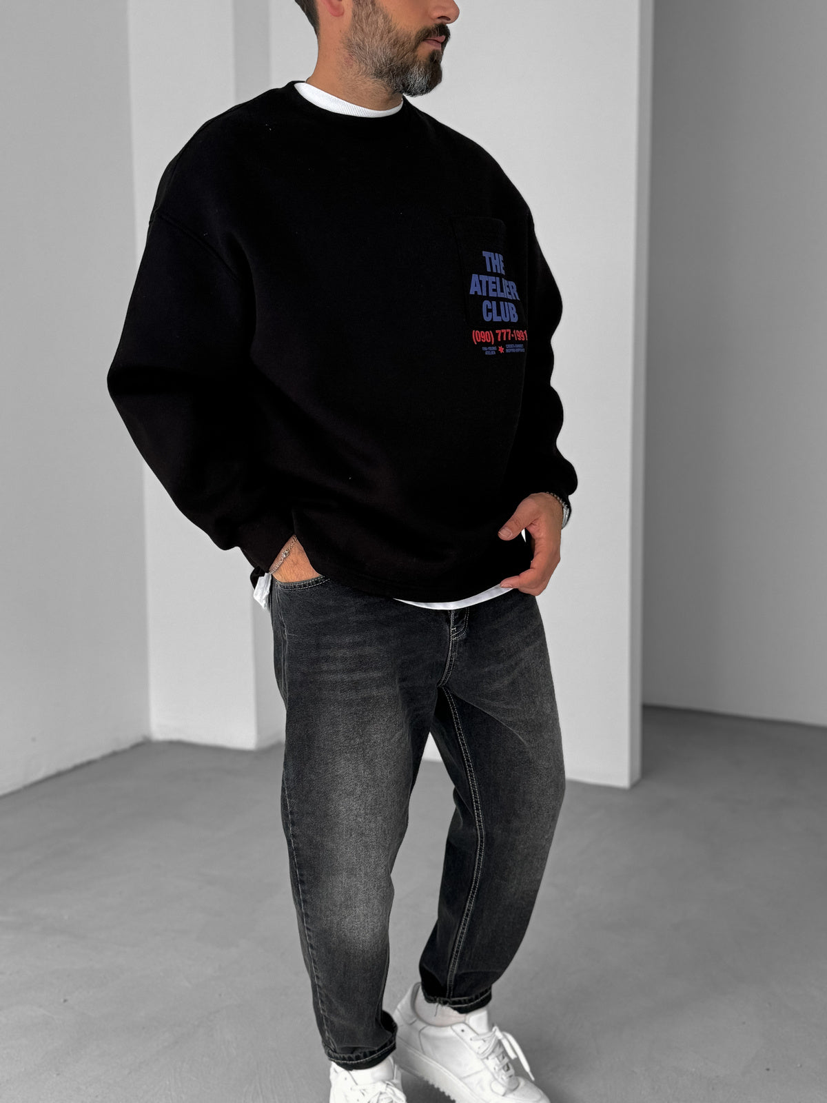 BLACK THE ATELIER CLUB SWEATSHIRT