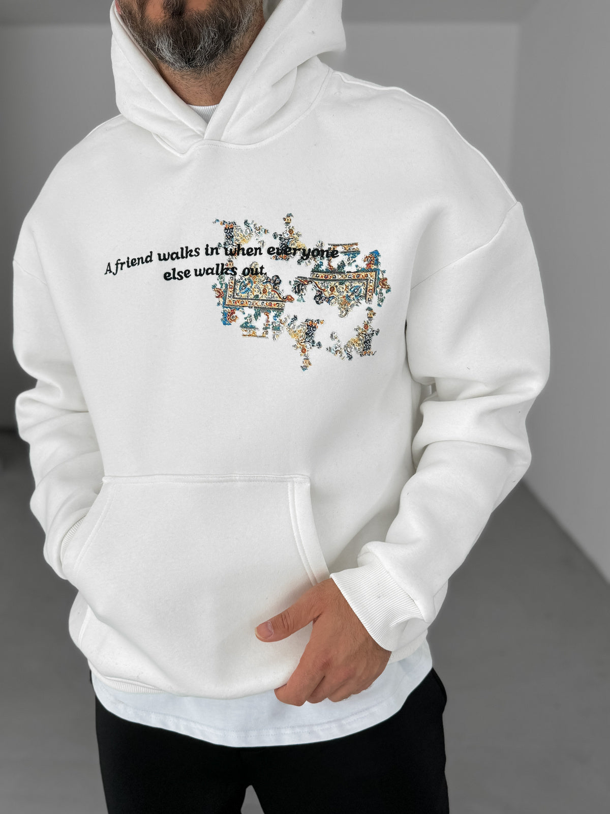 WHITE FRIEND HOODIE