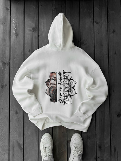 WHITE CHARMING EMBROIDERED HOODIE